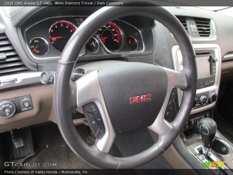 White Diamond Tricoat / Dark Cashmere 2015 GMC Acadia SLT AWD
