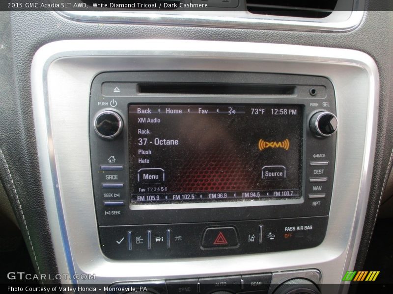 White Diamond Tricoat / Dark Cashmere 2015 GMC Acadia SLT AWD