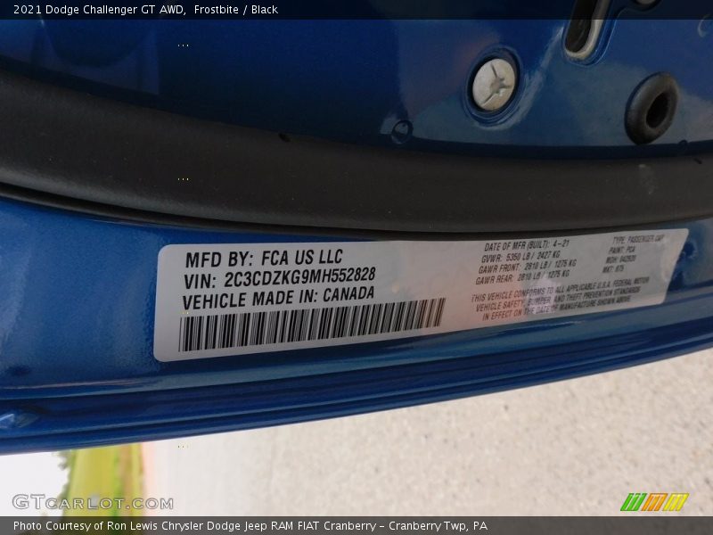 2021 Challenger GT AWD Frostbite Color Code PCA