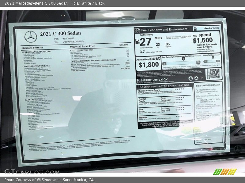 Polar White / Black 2021 Mercedes-Benz C 300 Sedan