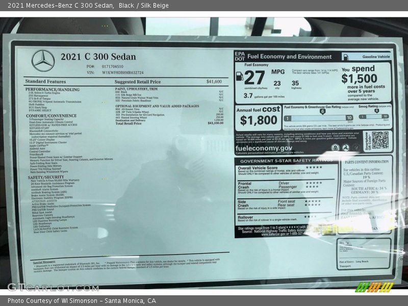 Black / Silk Beige 2021 Mercedes-Benz C 300 Sedan