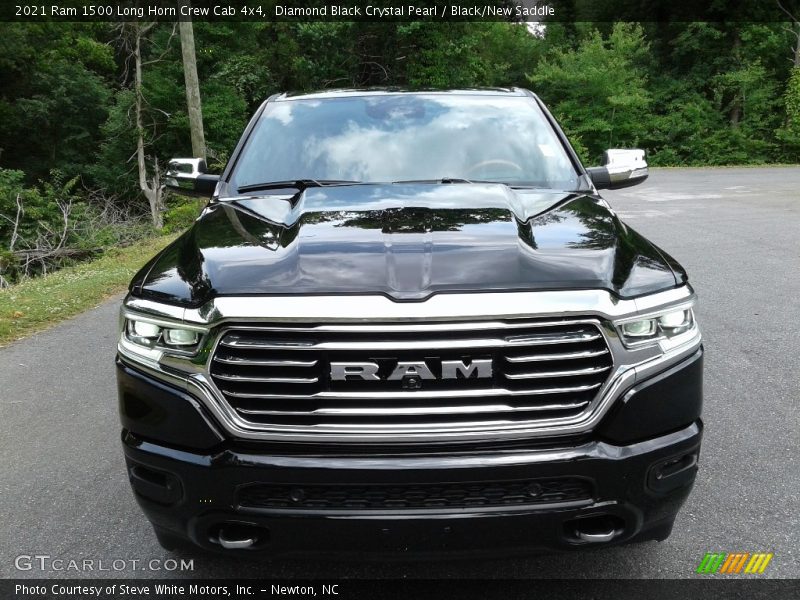 Diamond Black Crystal Pearl / Black/New Saddle 2021 Ram 1500 Long Horn Crew Cab 4x4