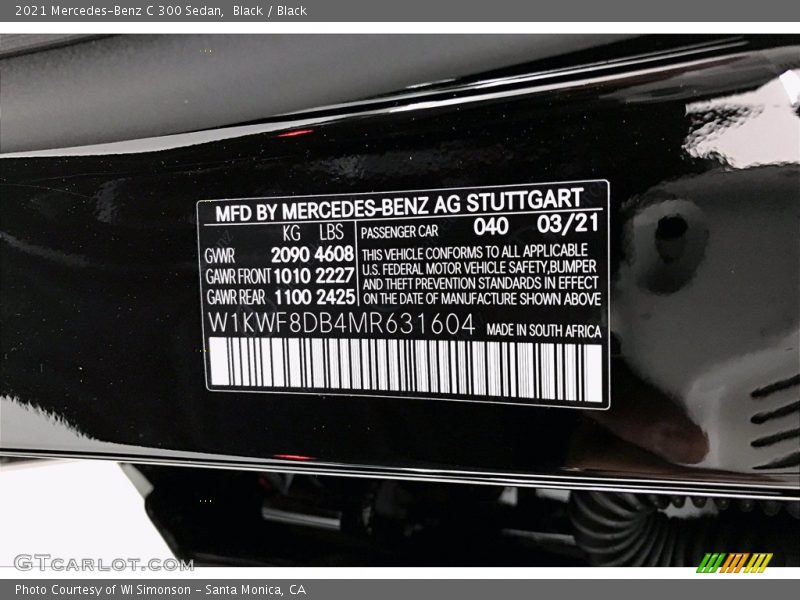Black / Black 2021 Mercedes-Benz C 300 Sedan