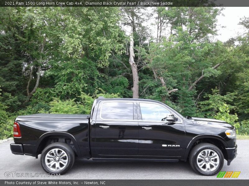 Diamond Black Crystal Pearl / Black/New Saddle 2021 Ram 1500 Long Horn Crew Cab 4x4