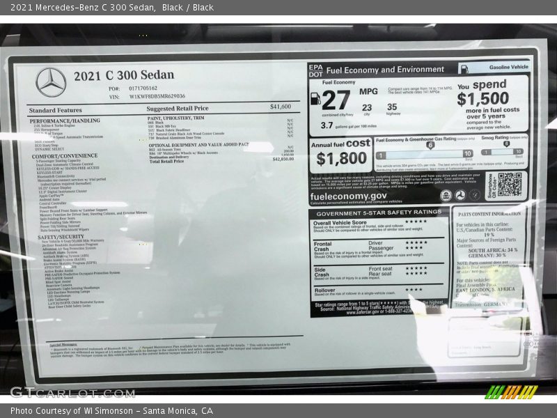 Black / Black 2021 Mercedes-Benz C 300 Sedan