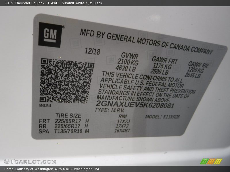 Summit White / Jet Black 2019 Chevrolet Equinox LT AWD