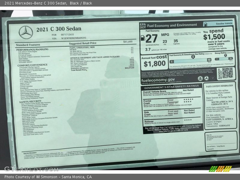 Black / Black 2021 Mercedes-Benz C 300 Sedan