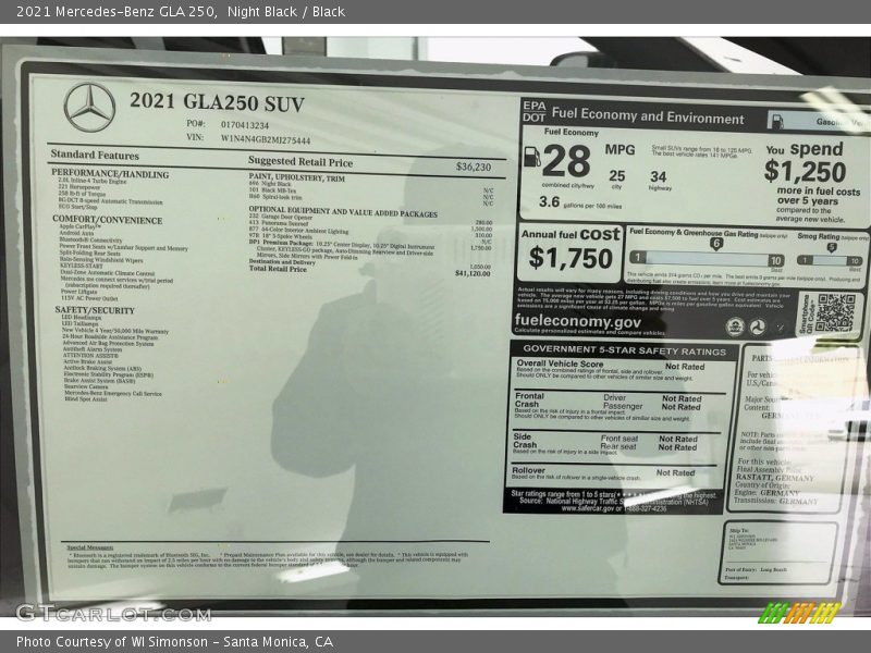 Night Black / Black 2021 Mercedes-Benz GLA 250