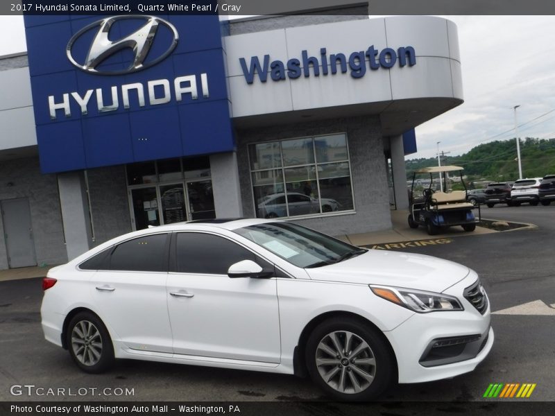 Quartz White Pearl / Gray 2017 Hyundai Sonata Limited