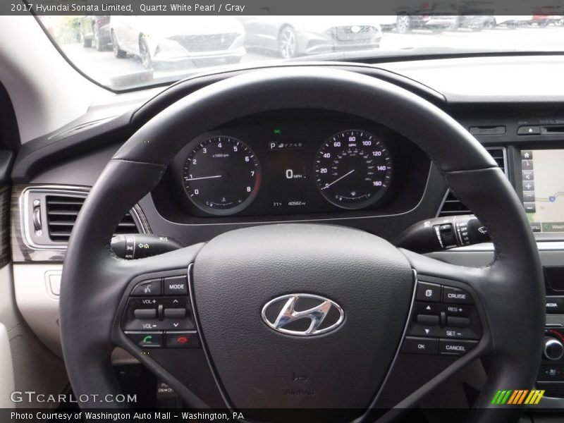 Quartz White Pearl / Gray 2017 Hyundai Sonata Limited