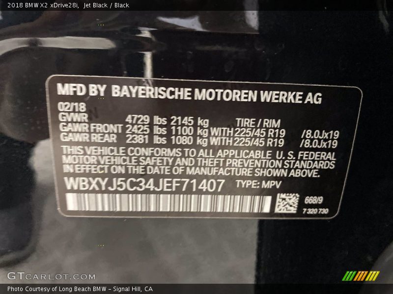 Jet Black / Black 2018 BMW X2 xDrive28i