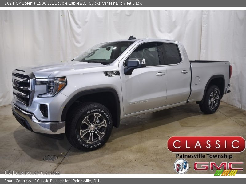 Quicksilver Metallic / Jet Black 2021 GMC Sierra 1500 SLE Double Cab 4WD