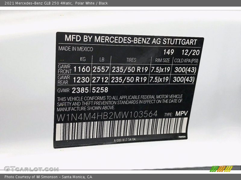 Polar White / Black 2021 Mercedes-Benz GLB 250 4Matic