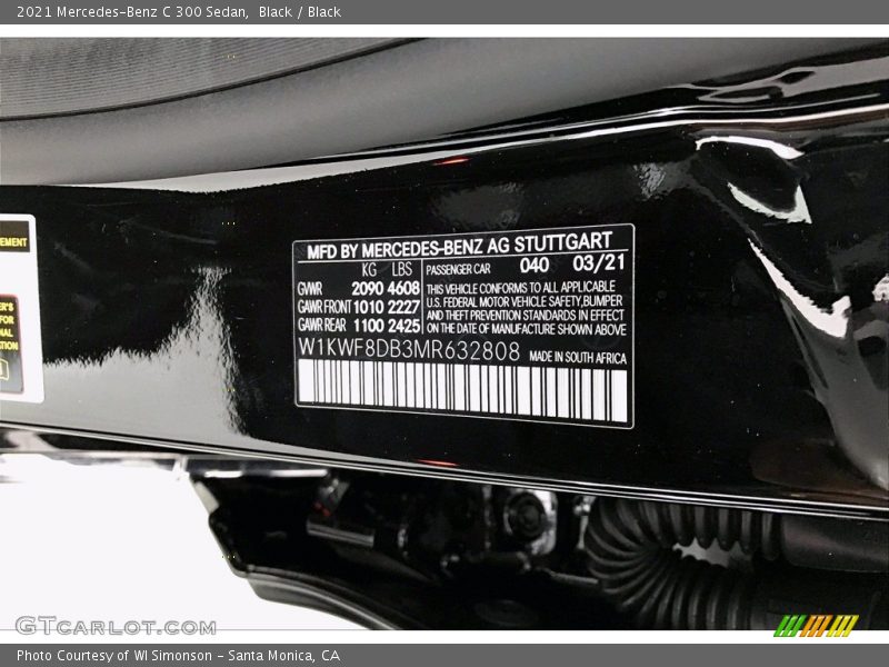 Black / Black 2021 Mercedes-Benz C 300 Sedan