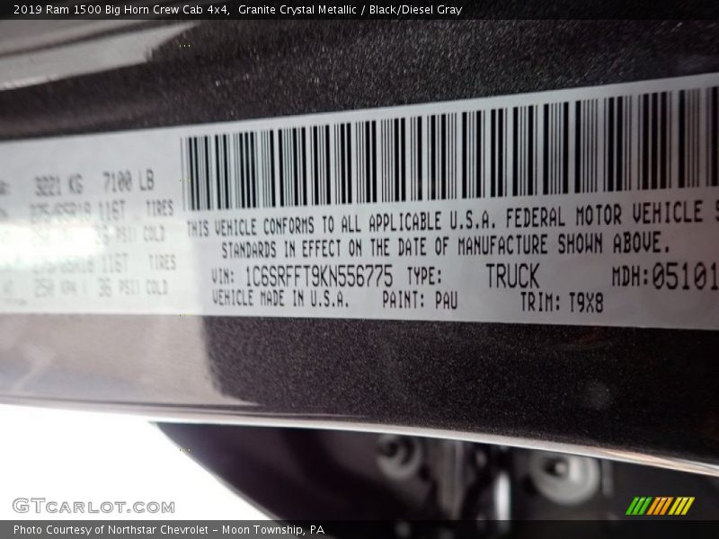 Granite Crystal Metallic / Black/Diesel Gray 2019 Ram 1500 Big Horn Crew Cab 4x4