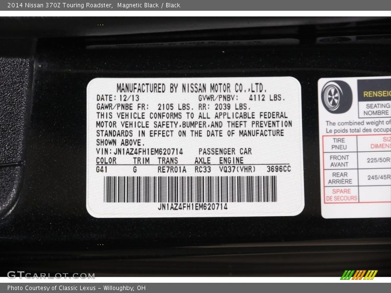 Magnetic Black / Black 2014 Nissan 370Z Touring Roadster