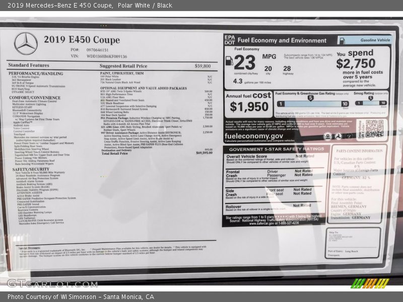 Polar White / Black 2019 Mercedes-Benz E 450 Coupe