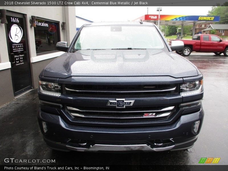 Centennial Blue Metallic / Jet Black 2018 Chevrolet Silverado 1500 LTZ Crew Cab 4x4