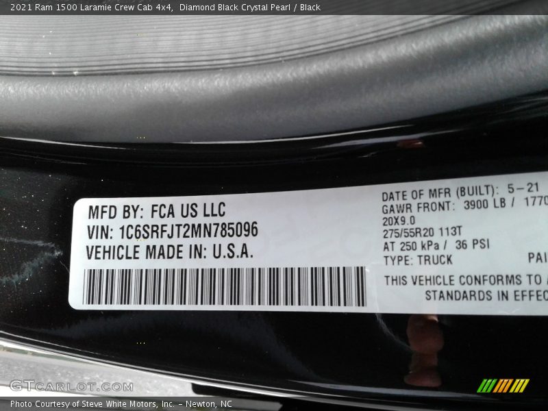 Diamond Black Crystal Pearl / Black 2021 Ram 1500 Laramie Crew Cab 4x4