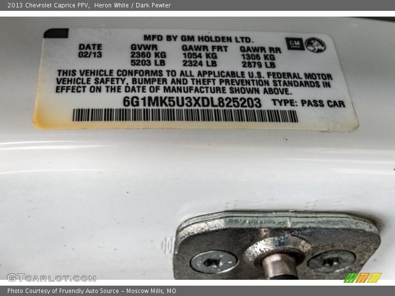 Heron White / Dark Pewter 2013 Chevrolet Caprice PPV