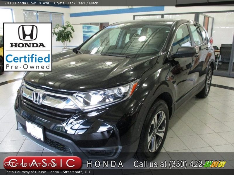 Crystal Black Pearl / Black 2018 Honda CR-V LX AWD