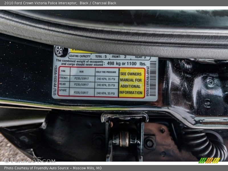 Black / Charcoal Black 2010 Ford Crown Victoria Police Interceptor