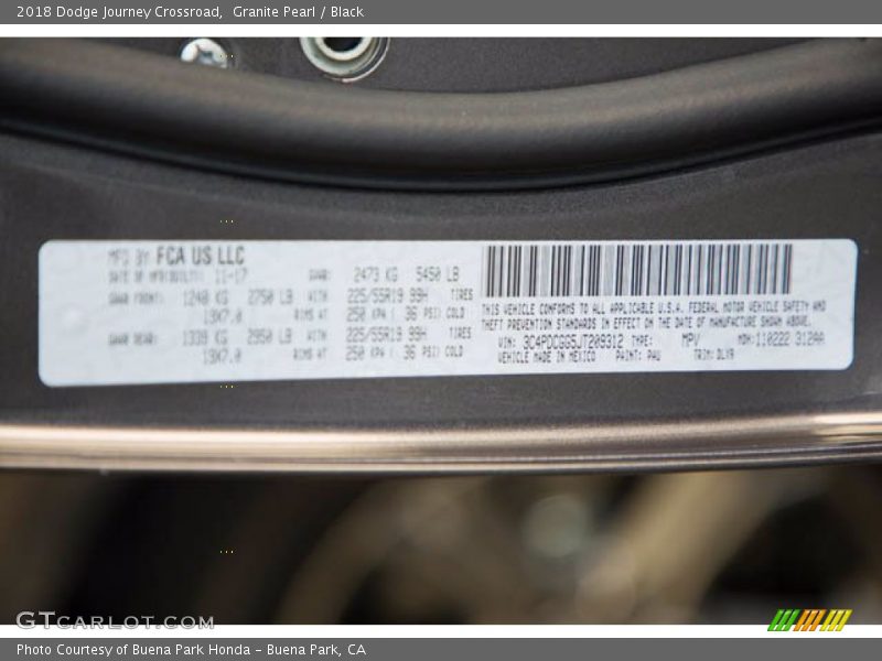 Granite Pearl / Black 2018 Dodge Journey Crossroad