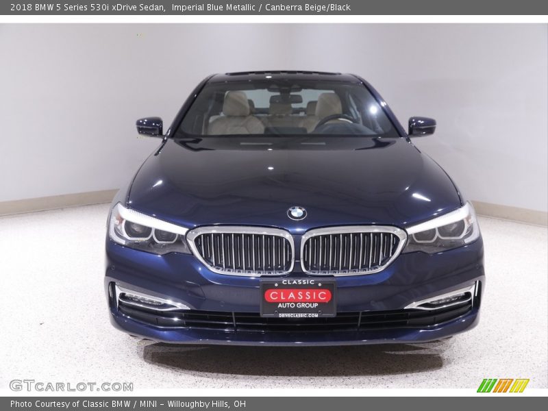Imperial Blue Metallic / Canberra Beige/Black 2018 BMW 5 Series 530i xDrive Sedan