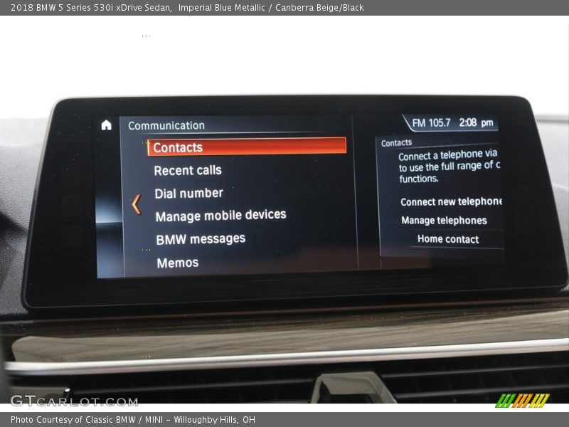 Imperial Blue Metallic / Canberra Beige/Black 2018 BMW 5 Series 530i xDrive Sedan