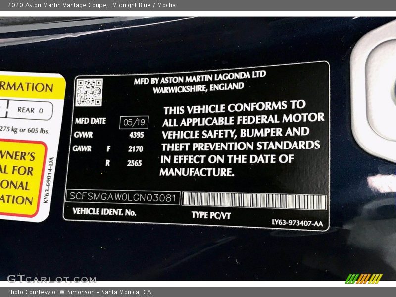 Midnight Blue / Mocha 2020 Aston Martin Vantage Coupe