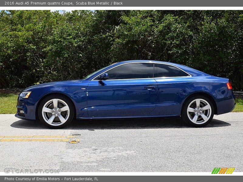 Scuba Blue Metallic / Black 2016 Audi A5 Premium quattro Coupe