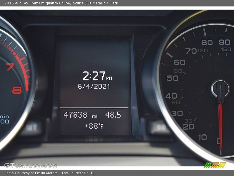 Scuba Blue Metallic / Black 2016 Audi A5 Premium quattro Coupe