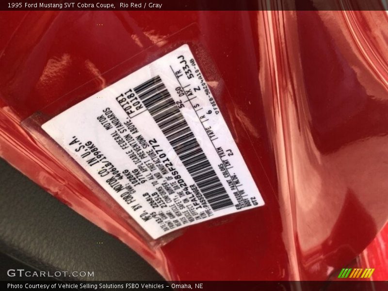 Rio Red / Gray 1995 Ford Mustang SVT Cobra Coupe