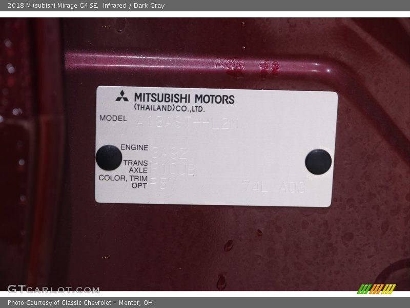 Infrared / Dark Gray 2018 Mitsubishi Mirage G4 SE