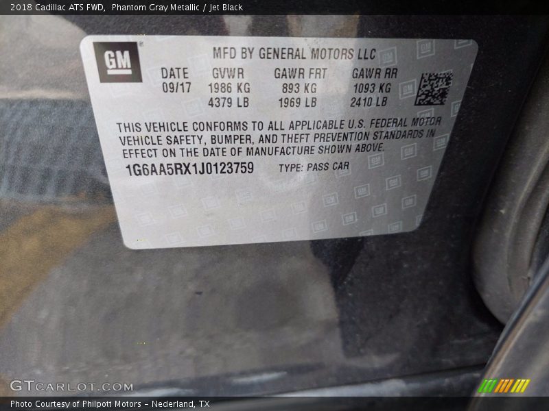 Phantom Gray Metallic / Jet Black 2018 Cadillac ATS FWD