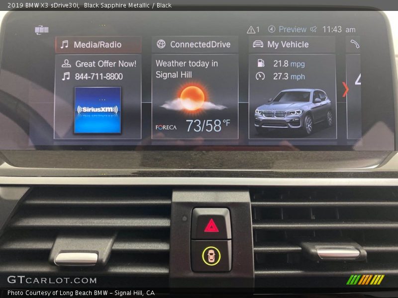 Black Sapphire Metallic / Black 2019 BMW X3 sDrive30i