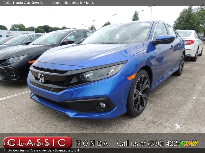 Aegean Blue Metallic / Black 2021 Honda Civic Sport Sedan