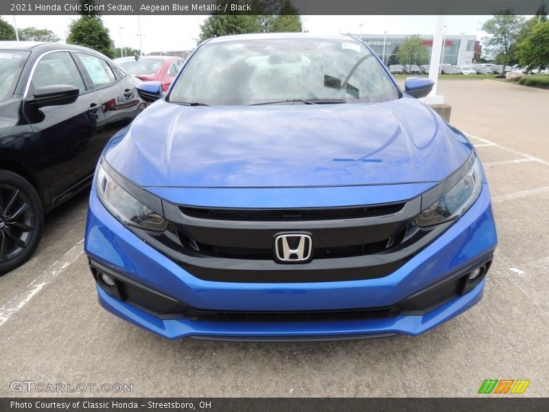 Aegean Blue Metallic / Black 2021 Honda Civic Sport Sedan