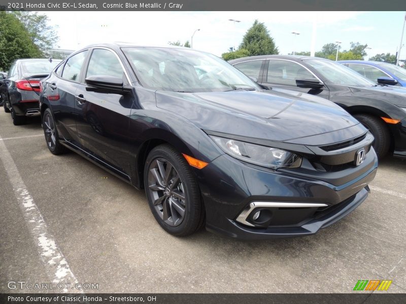 Cosmic Blue Metallic / Gray 2021 Honda Civic EX-L Sedan
