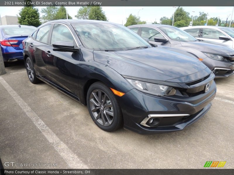 Cosmic Blue Metallic / Gray 2021 Honda Civic EX Sedan