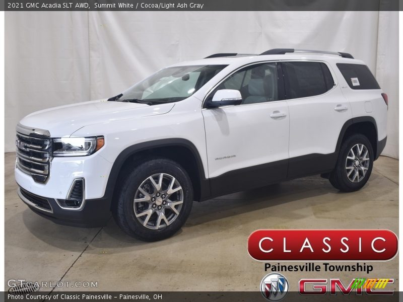 Summit White / Cocoa/Light Ash Gray 2021 GMC Acadia SLT AWD