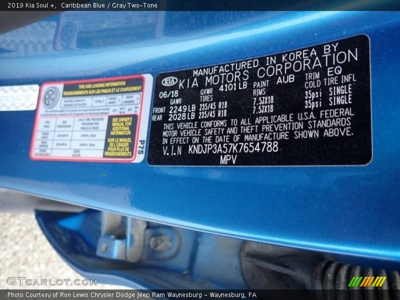 2019 Soul + Caribbean Blue Color Code AUB