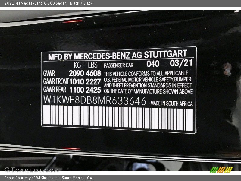 Black / Black 2021 Mercedes-Benz C 300 Sedan