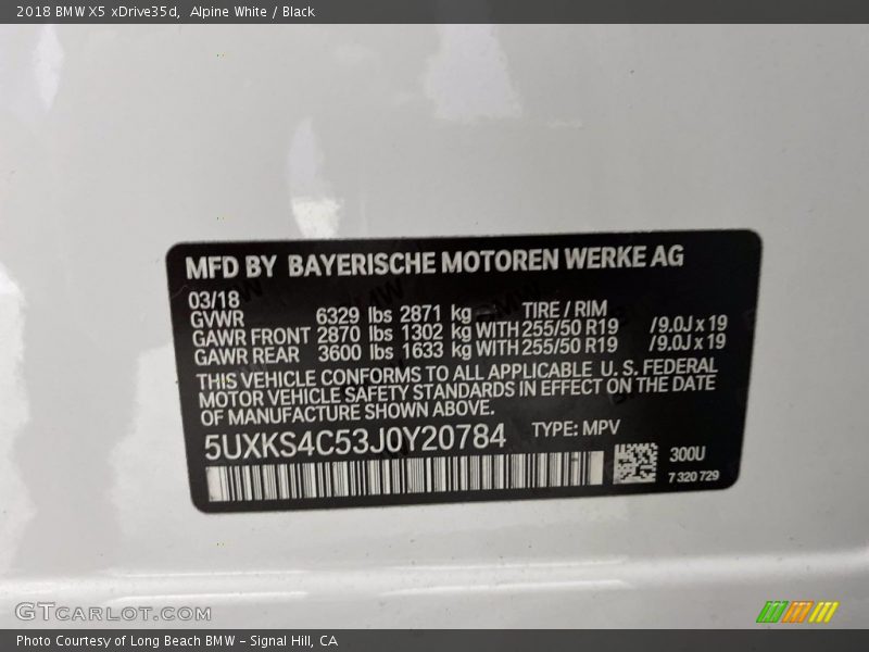Alpine White / Black 2018 BMW X5 xDrive35d