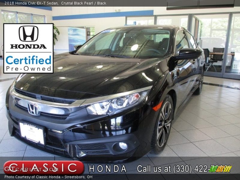 Crystal Black Pearl / Black 2018 Honda Civic EX-T Sedan