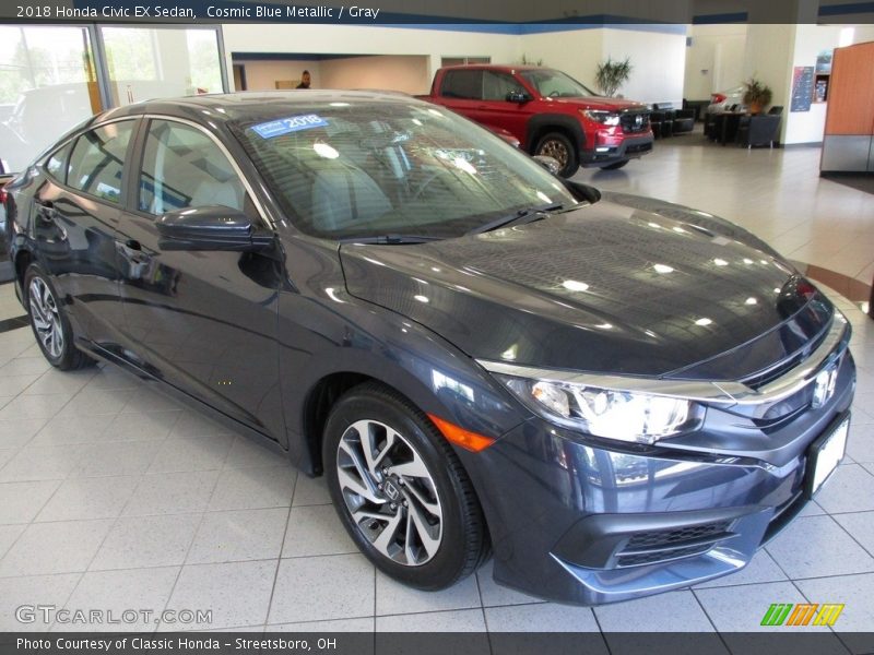 Cosmic Blue Metallic / Gray 2018 Honda Civic EX Sedan