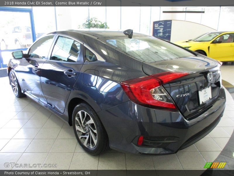 Cosmic Blue Metallic / Gray 2018 Honda Civic EX Sedan