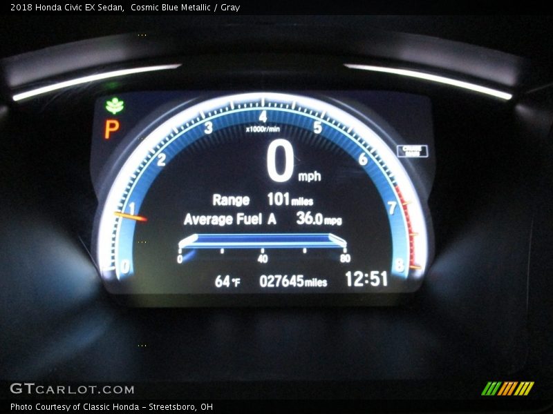 Cosmic Blue Metallic / Gray 2018 Honda Civic EX Sedan