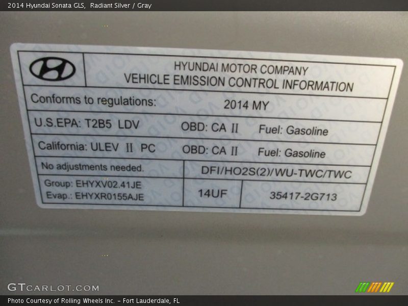Radiant Silver / Gray 2014 Hyundai Sonata GLS