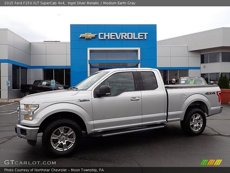 Ingot Silver Metallic / Medium Earth Gray 2015 Ford F150 XLT SuperCab 4x4